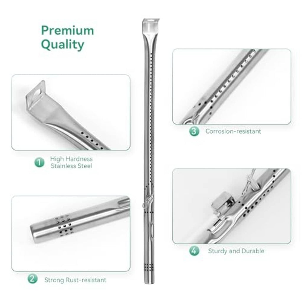 Long stainless steel burner electrode with multiple flame ports and mounting base