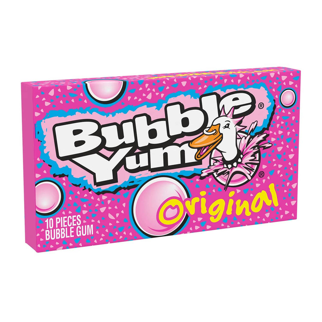 Bubble Yum Original bubble gum 10-piece box with purple heart graphics
