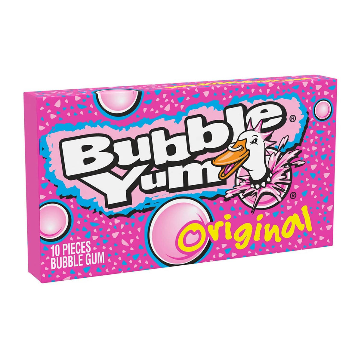 Bubble Yum Original bubble gum 10-piece box with purple heart graphics