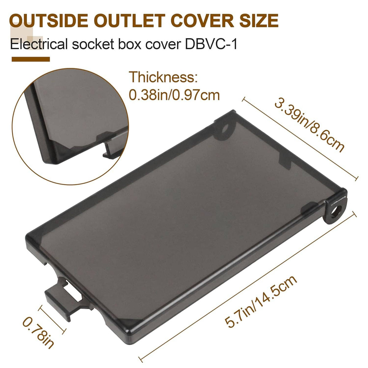 1-gang vertical outdoor outlet cover, dark gray with hinge pin on side
