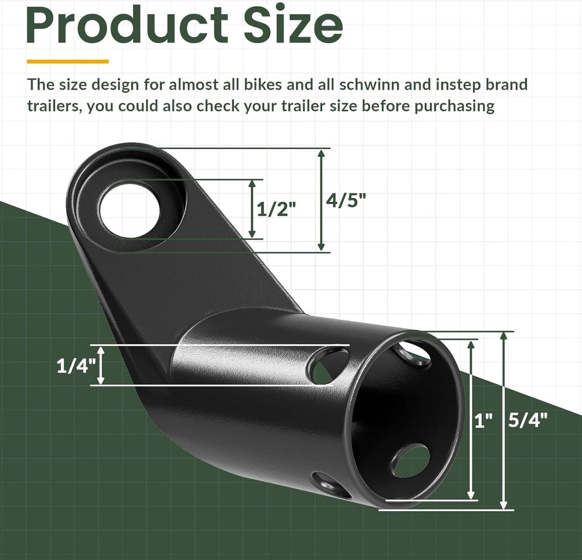 Black trailer hitch coupler bracket with round mounting ring openings
