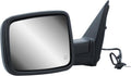 Left driver-side heated side mirror with dark housing and clear reflective glass
