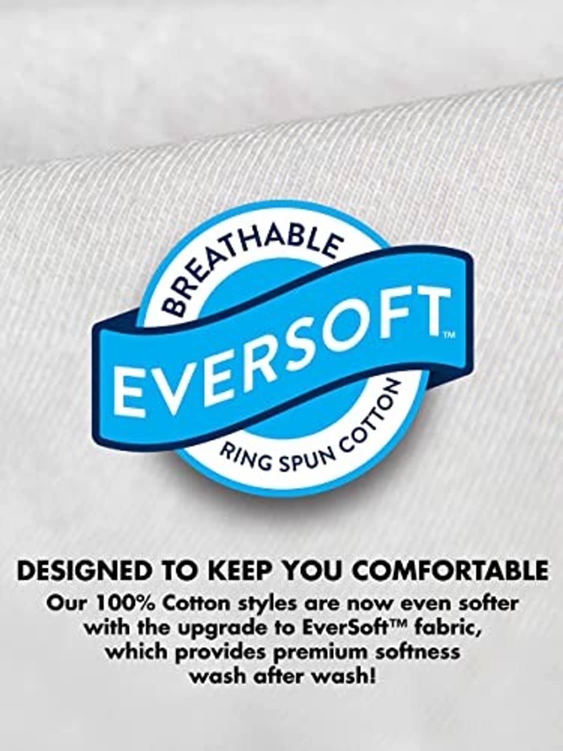 Men's light gray crew-neck cotton T-shirt with Eversoft breathables label