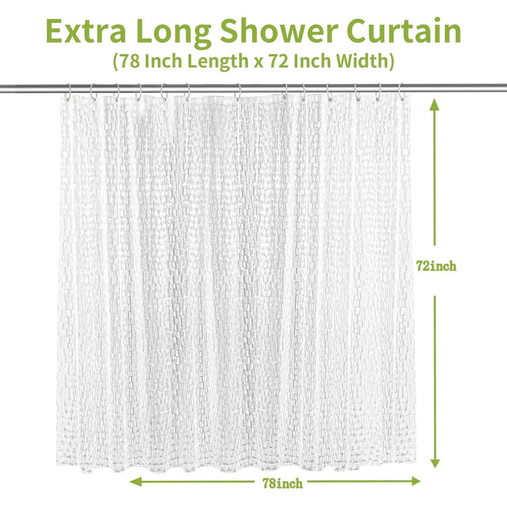 Extra-long clear white shower curtain liner width 72 in, length 78 in, textured finish