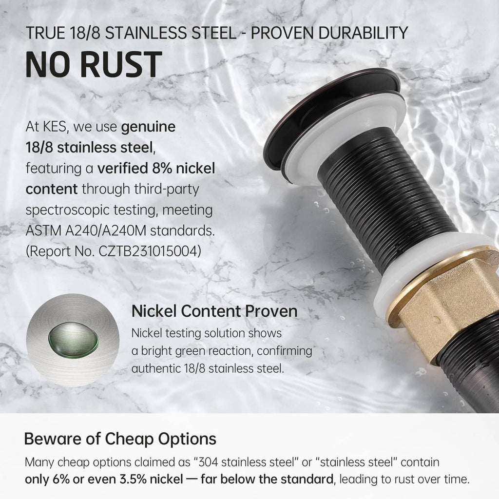 Brass and black drain body with oil-rubbed bronze pop-up strainer