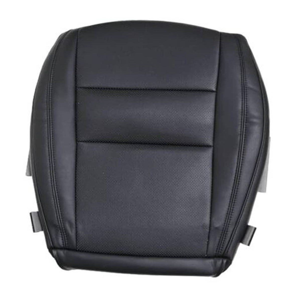 Black seat cover for front driver bottom with stitched horizontal panels