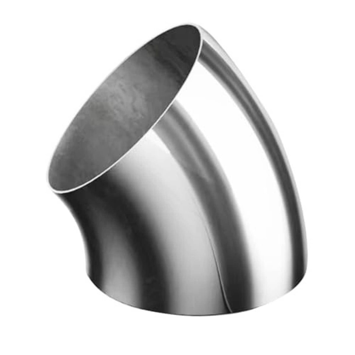 45-degree stainless steel exhaust bend elbow pipe, OD 5 inch, polished finish