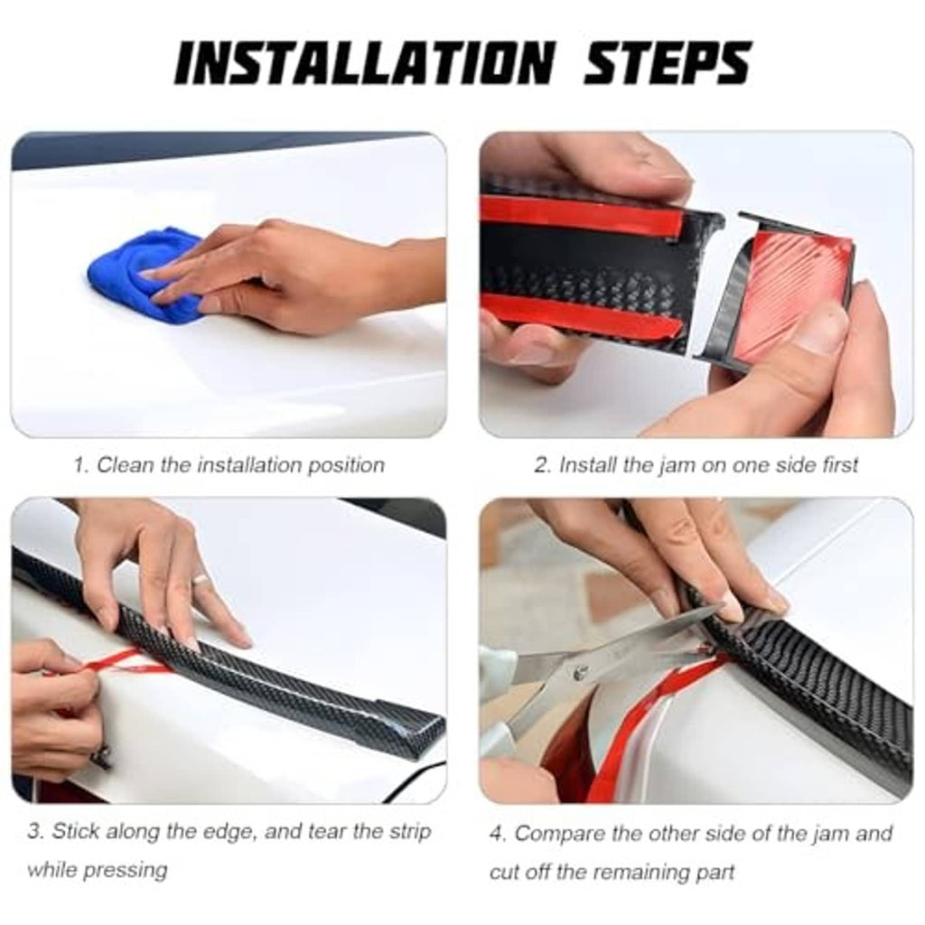 Carbon fiber-look rubber spoiler lip strip with adhesive backing, ready to apply