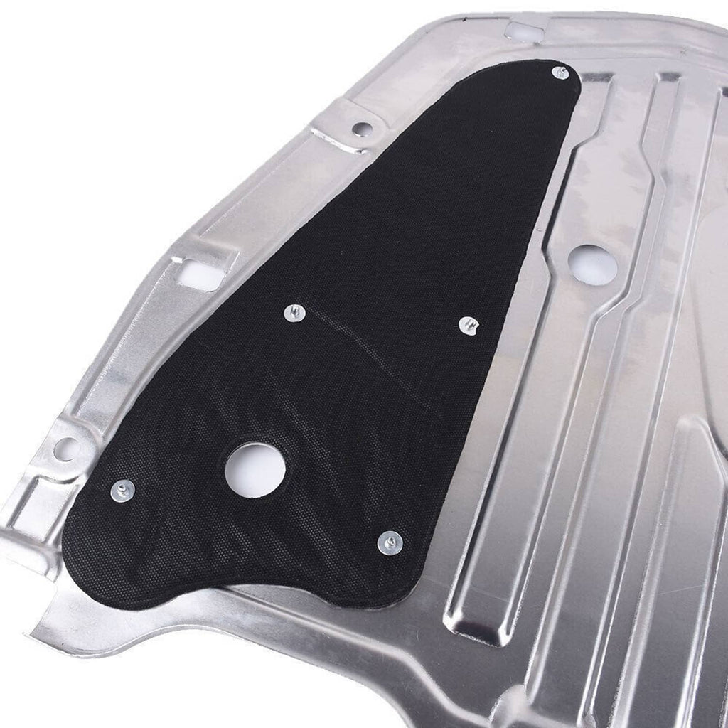 Silver splash guard panel with black fabric liner and mounting grommets