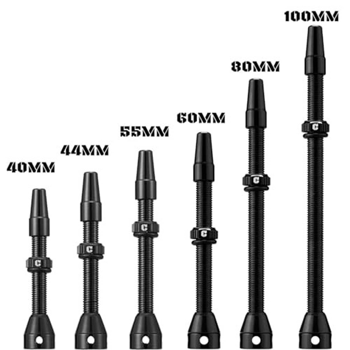 Assorted black Presta tubeless valve stems with different lengths