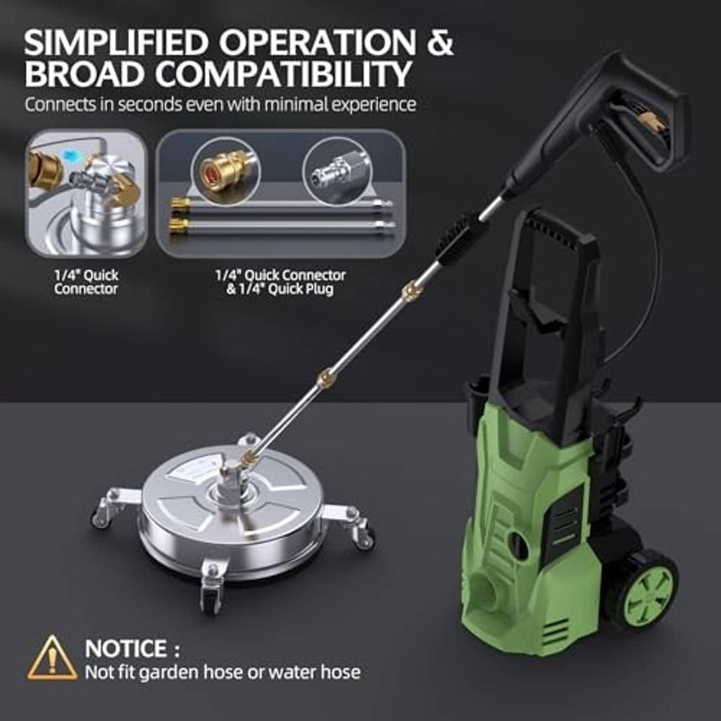 14 in surface cleaner with quick-connect wand and stainless base head with caster wheels