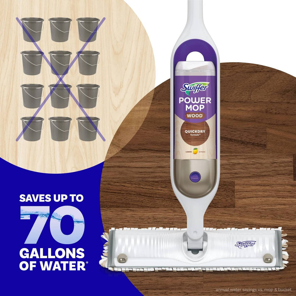 RivetOak Swiffer Power Mop Wood Refill Solution, QuickDry 25.35 Fl Oz (Pack of 2)