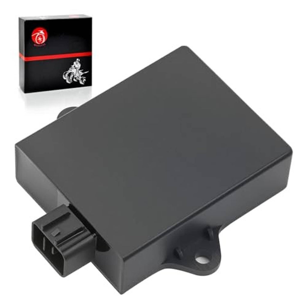 Black CDI ignition module with mounting bracket, top cover, and side plug connector