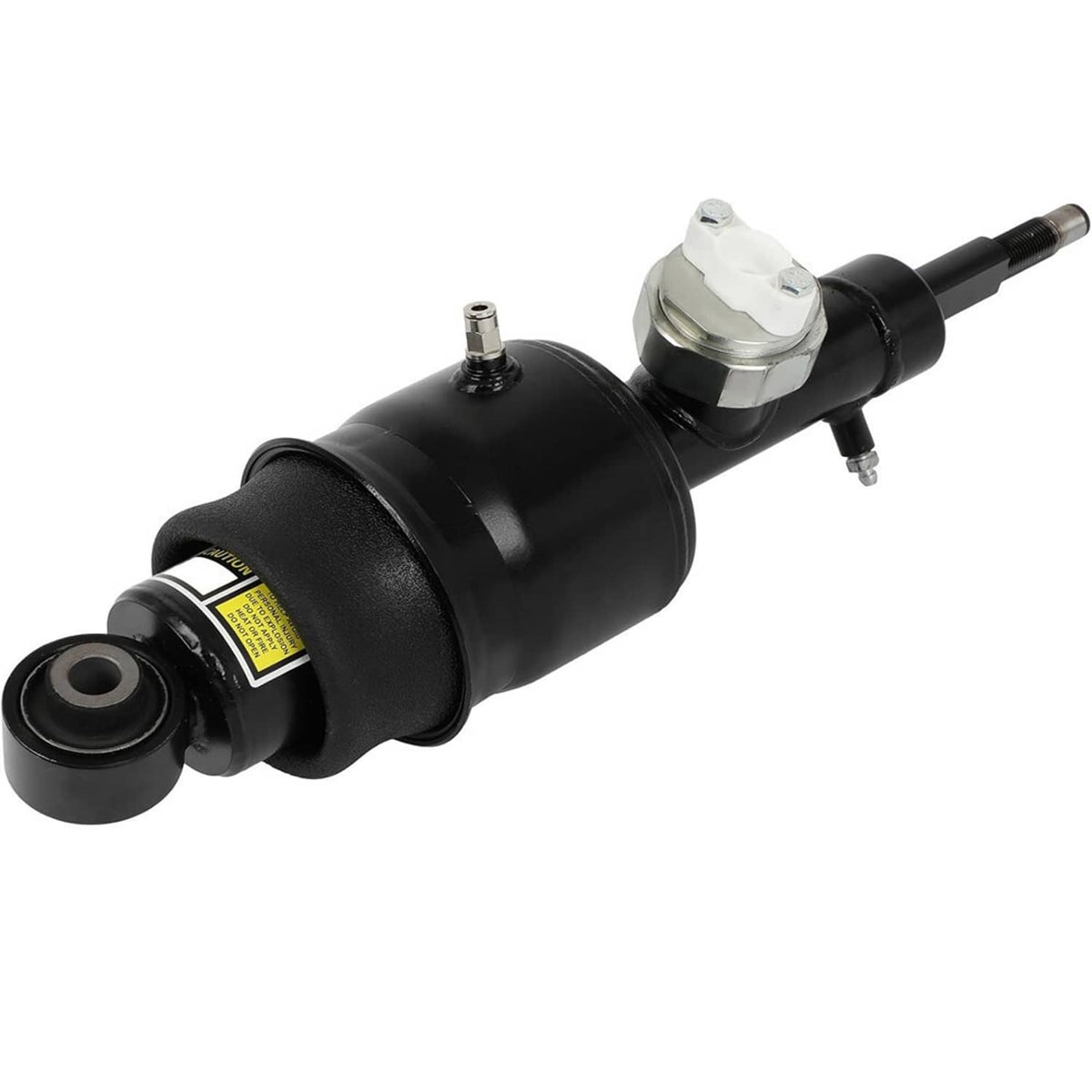 Black rear air suspension shock strut pair with top mounts and lower bushings