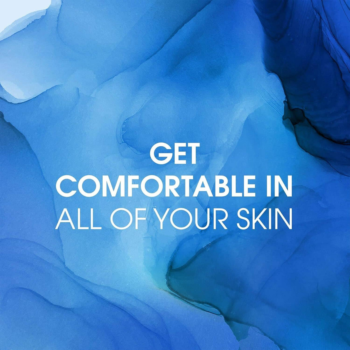 Blue skincare graphic background with no product visible