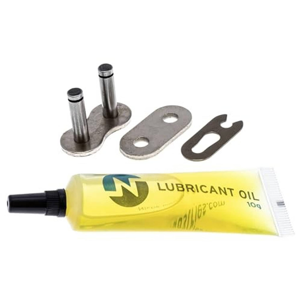 Installation hardware kit with lubricant oil tube, chain link pins, and metal clips