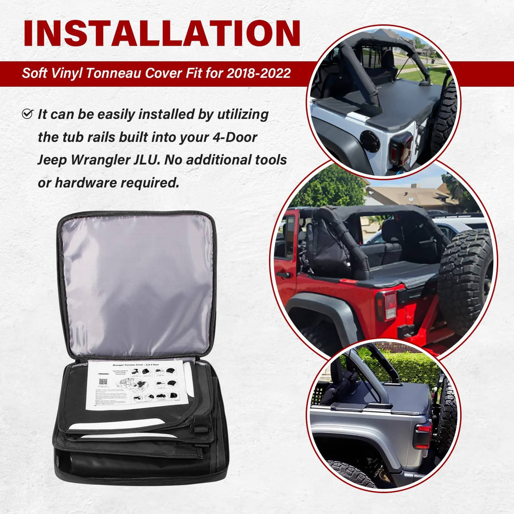 Black soft vinyl tonneau cover with protective storage bag
