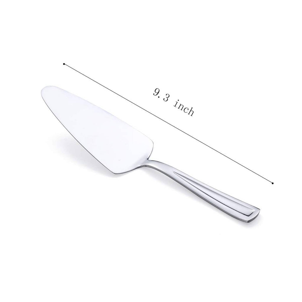 9.3-inch stainless steel pie cake server with white triangular blade and polished handle