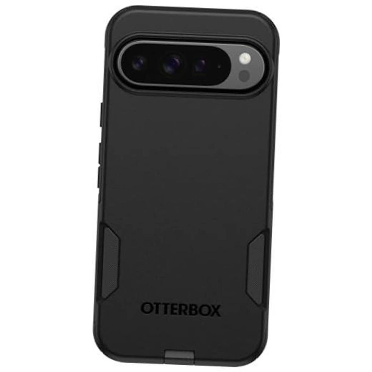 Black rugged phone case with OtterBox logo and dual camera cutout