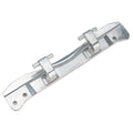 Washer door hinge bracket with metal curved arm and two mounting holes