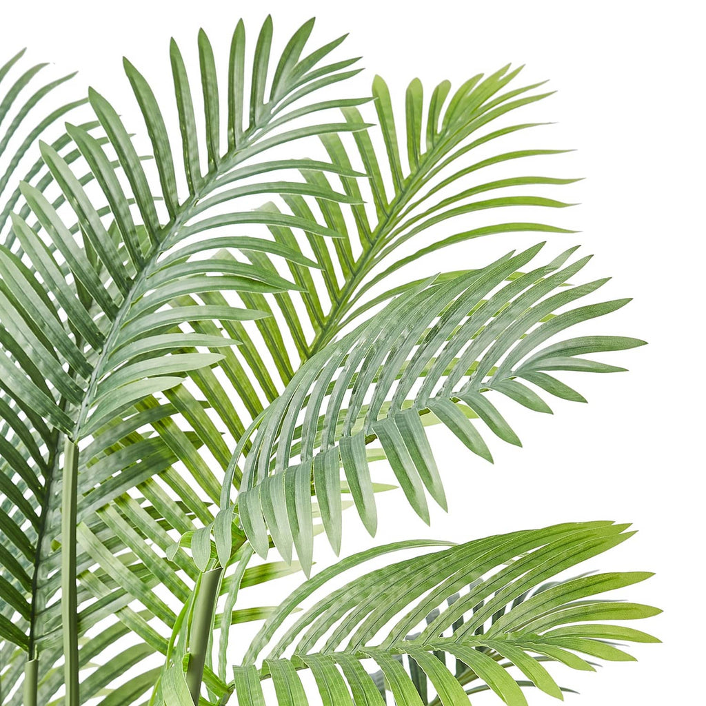Artificial golden cane palm tree faux plant palm fronds with green leaf blades