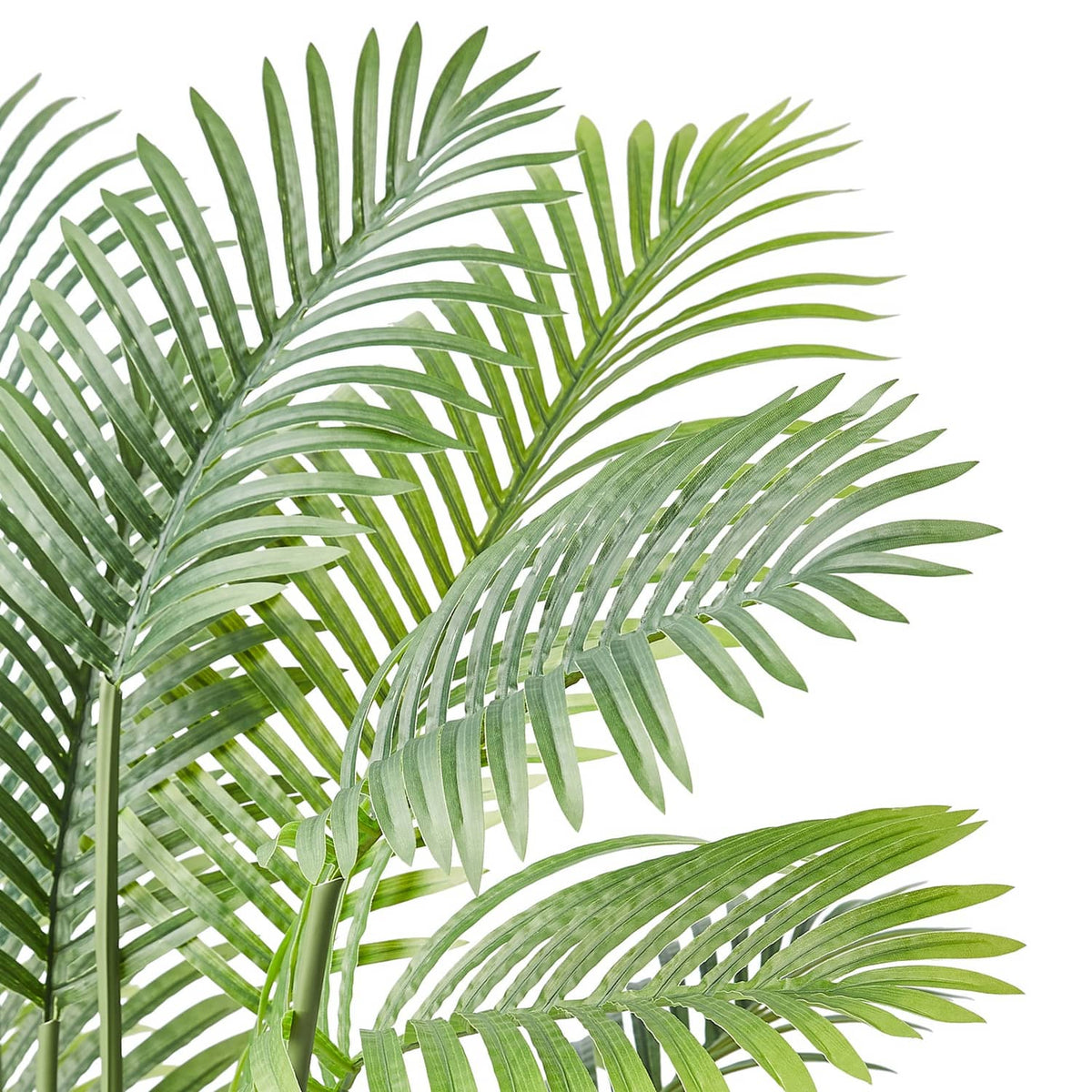 Artificial golden cane palm tree faux plant palm fronds with green leaf blades