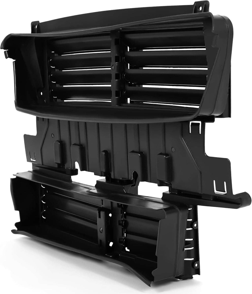 Radiator active grille shutter with motor, black grille module with hinged shutters