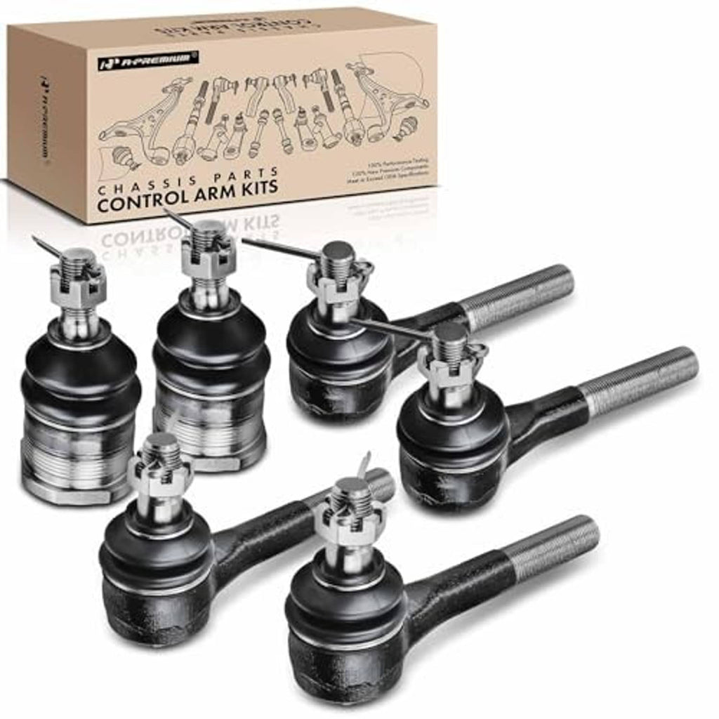 Suspension steering joints set, multiple ball joints and tie rod ends with metal shafts