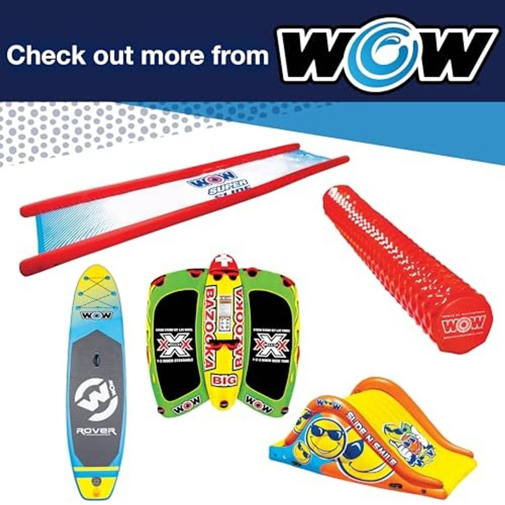 Assorted WOW inflatable accessories set with red air pump hose and boards