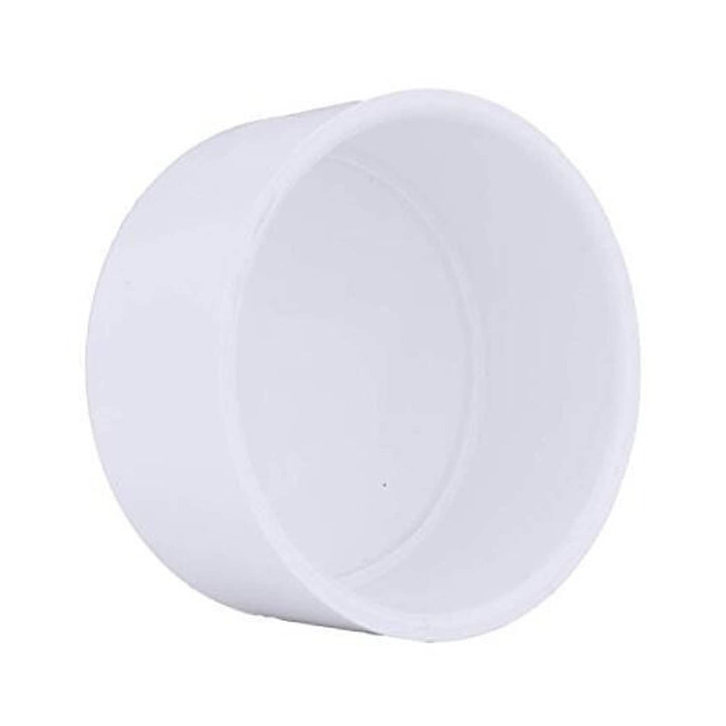 White PVC 4 in Sch 40 socket pressure cap, round top view