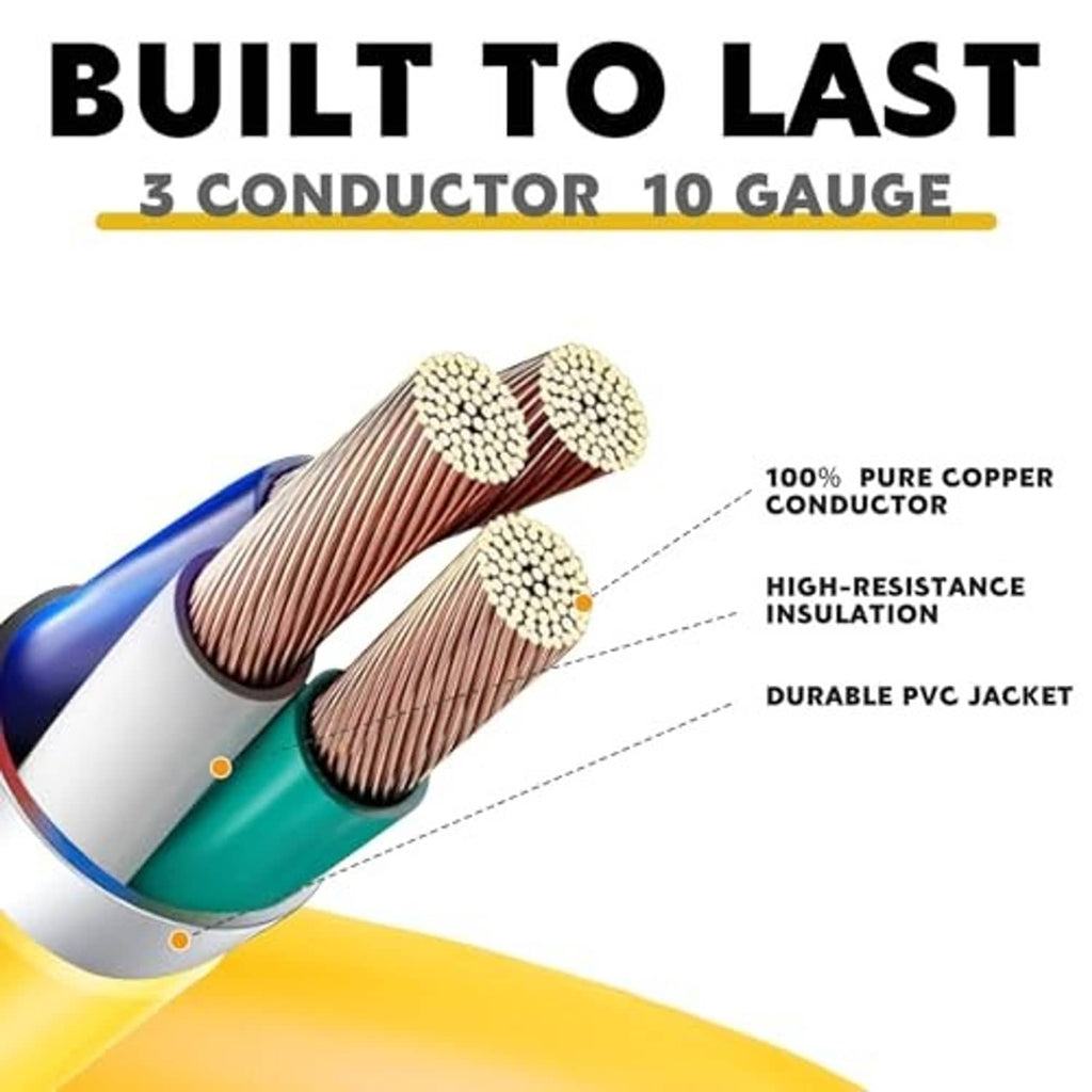 Welder adapter cord cable with 10 gauge three-conductor wiring inside yellow PVC jacket