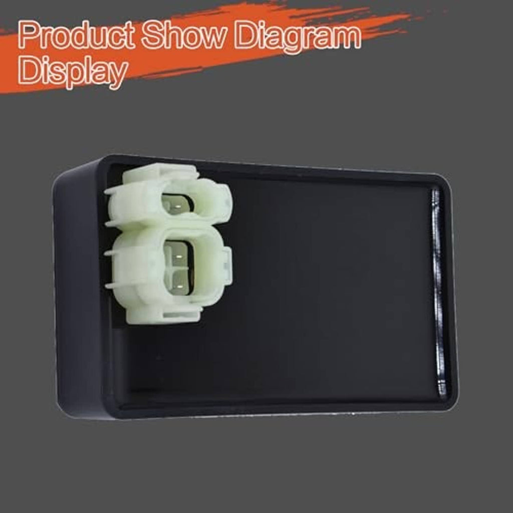 Ignition CDI box with front white connector plugs, black casing
