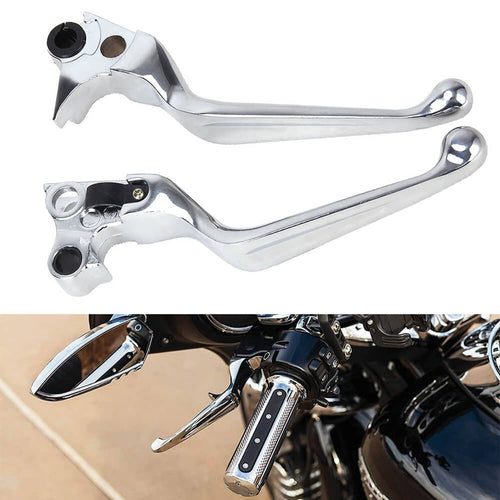 Chrome clutch and brake hand levers set with curved polished lever arms