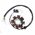 8-pole magneto stator with copper coils and 5-wire harness, black connector blocks