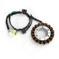 Motorcycle stator coil with green core and copper windings plus wiring harness