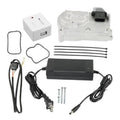 Turbocharger actuator replacement kit with silver actuator, black controller, and wiring harness