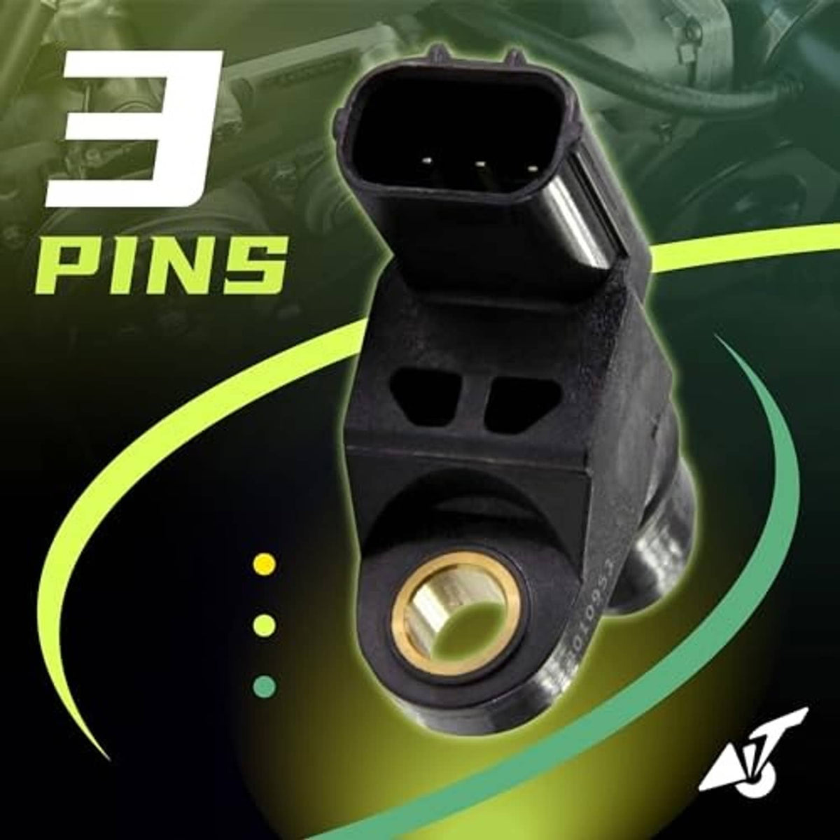 Camshaft position sensor with open black connector and gold center-ring contact