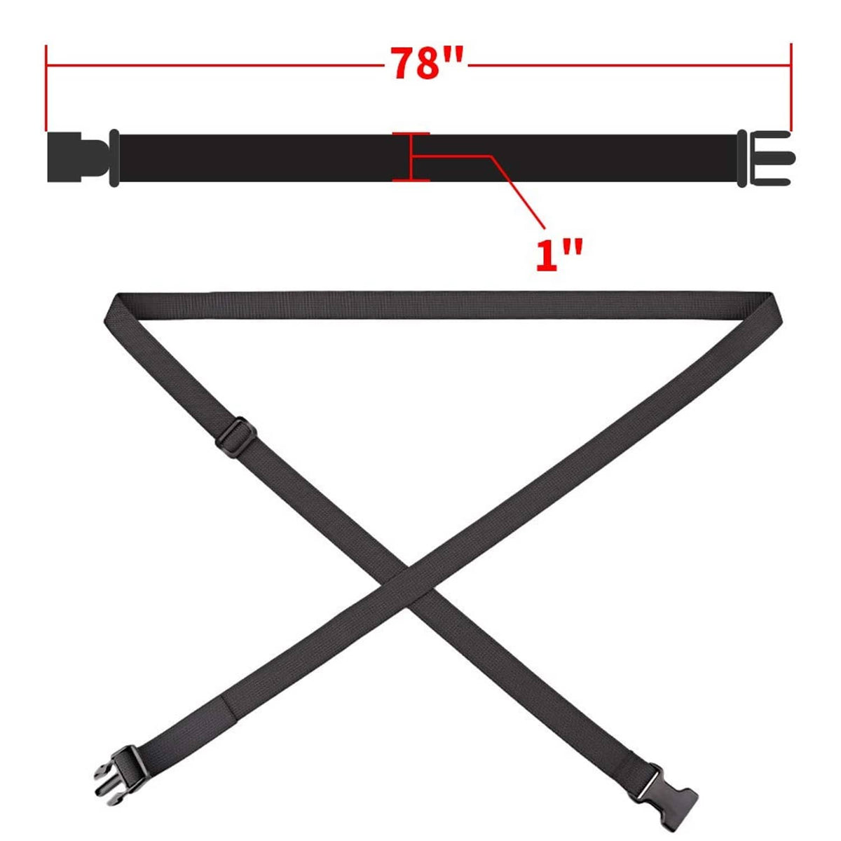 78-inch dark gray 1-inch utility packing straps with adjustable buckle, crossed style