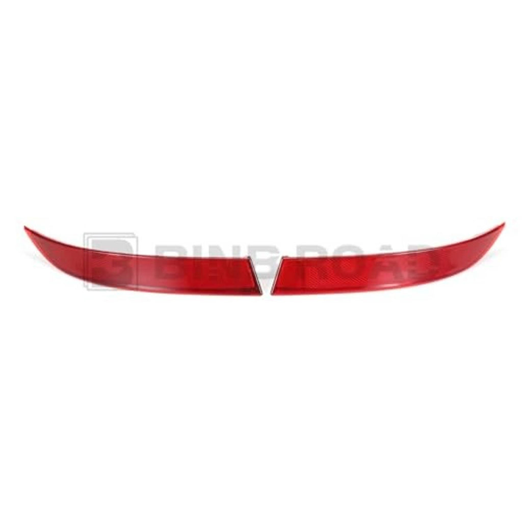 Pair of red rear bumper reflectors with center notch, left and right shown together.