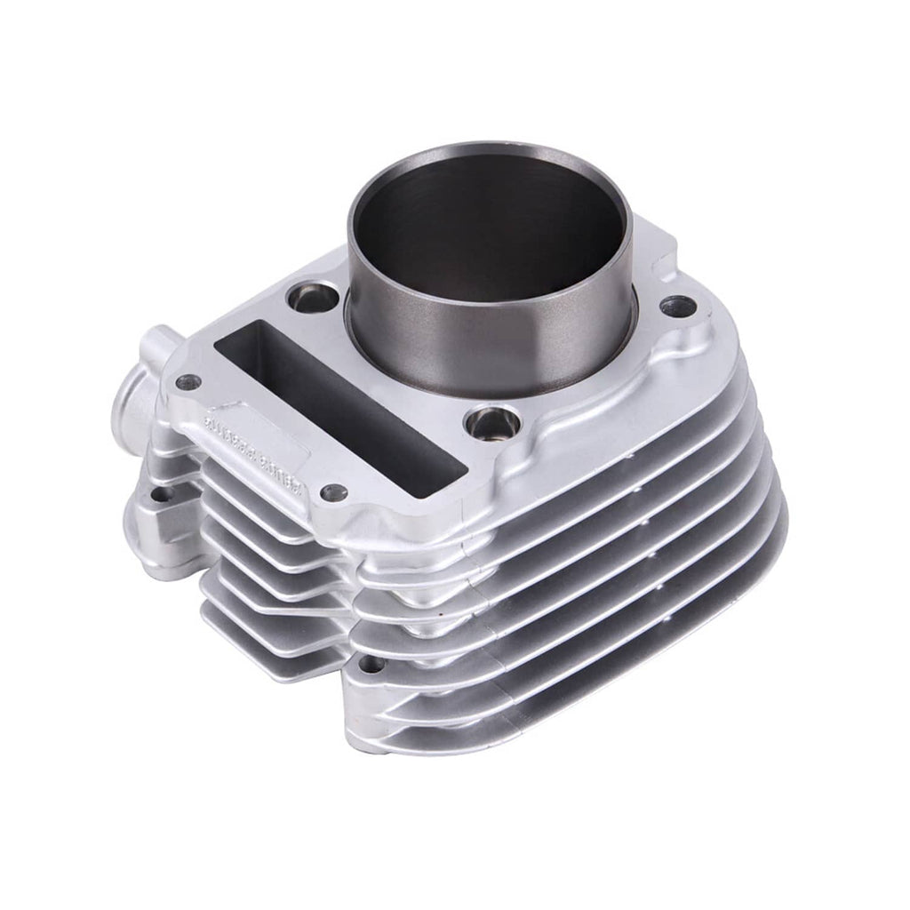 Motorcycle cylinder with cooling fins and side inlet opening