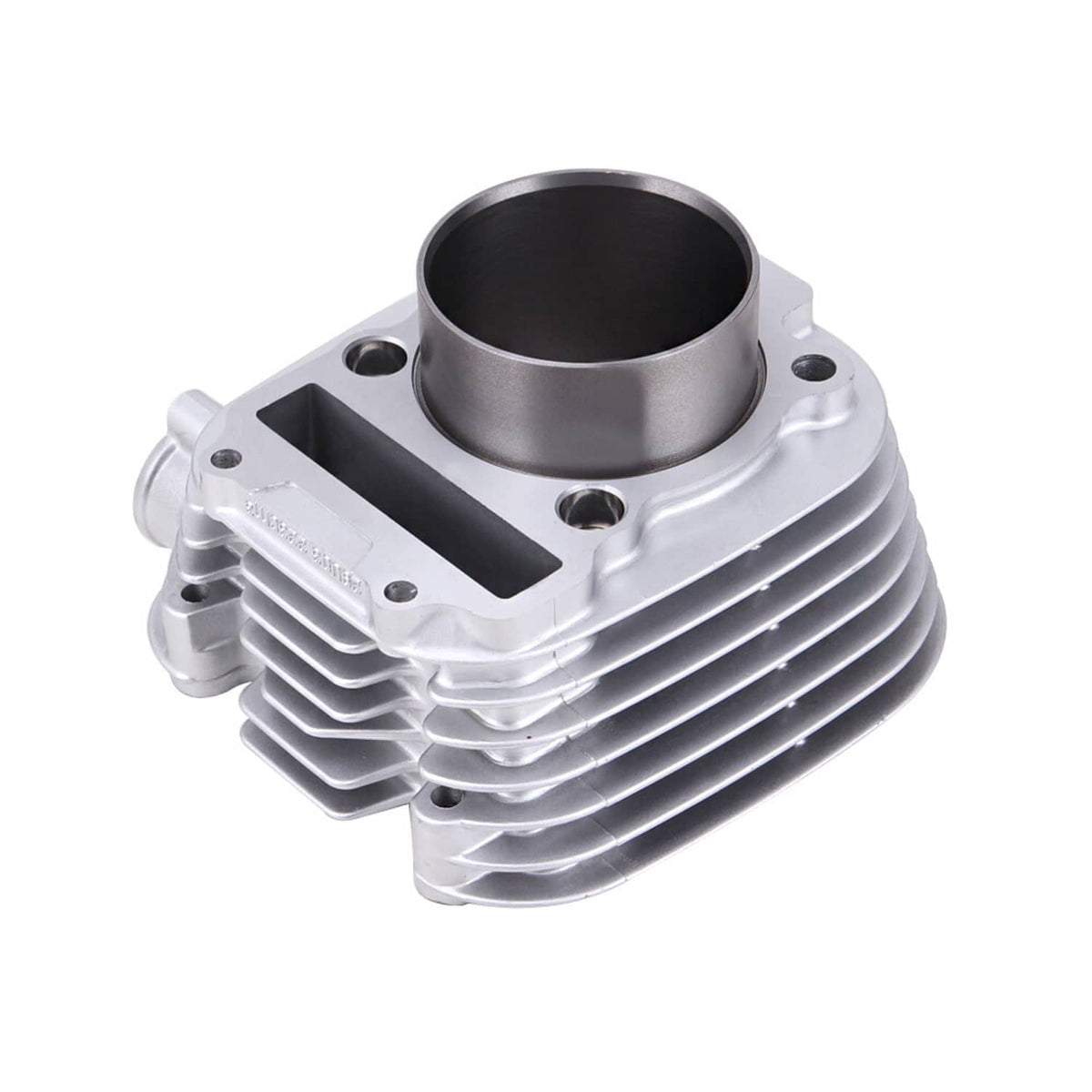 Motorcycle cylinder with cooling fins and side inlet opening