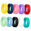 Set of 10 thin silicone ring covers in assorted bright and pastel colors