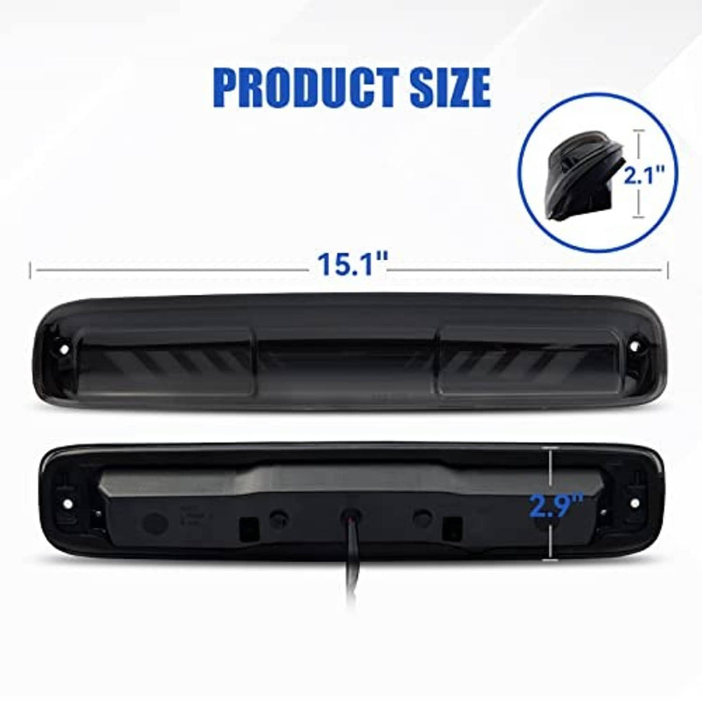 Black LED third brake light with clear lens, rectangular bar housing.