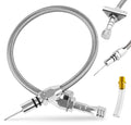 Flexible stainless transmission dipstick with braided hose, fittings, and yellow tube