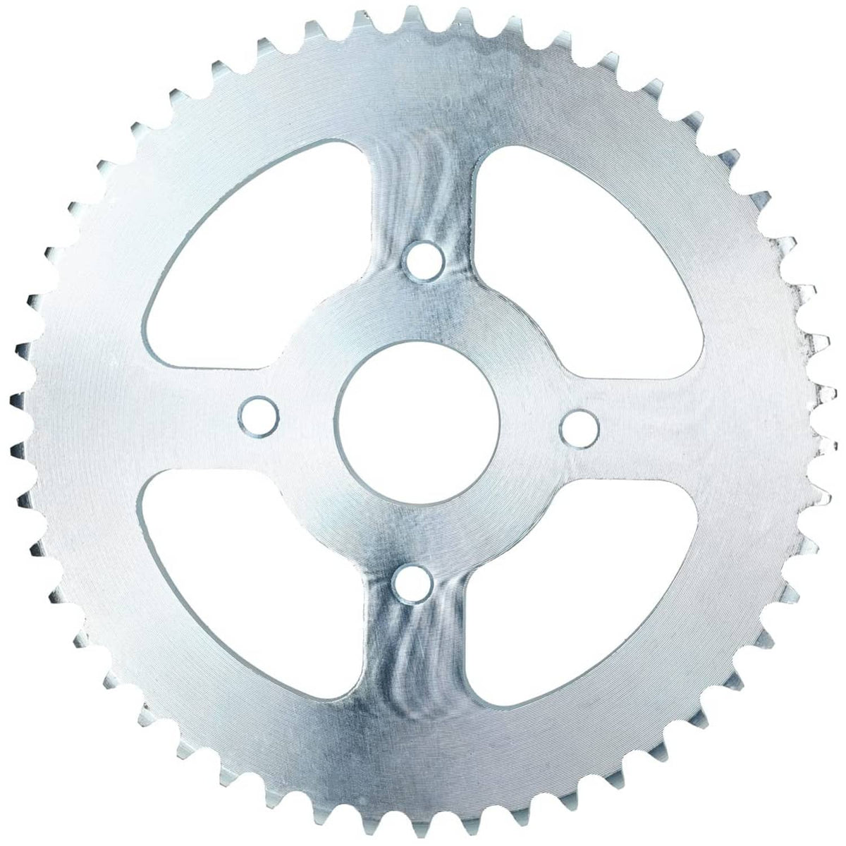 50-tooth sprocket gear with smooth silver spokes and center mounting hole