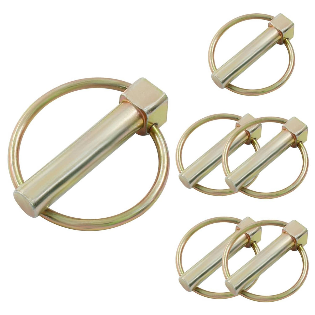 3/8 in lynch pins with rings, galvanized steel shaft locking set