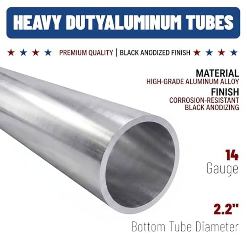 Silver aluminum tube section with black anodized finish, heavy-duty construction