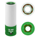 22mm 1/2 drive wheel protector impact socket, white sleeve with green CR-MO end
