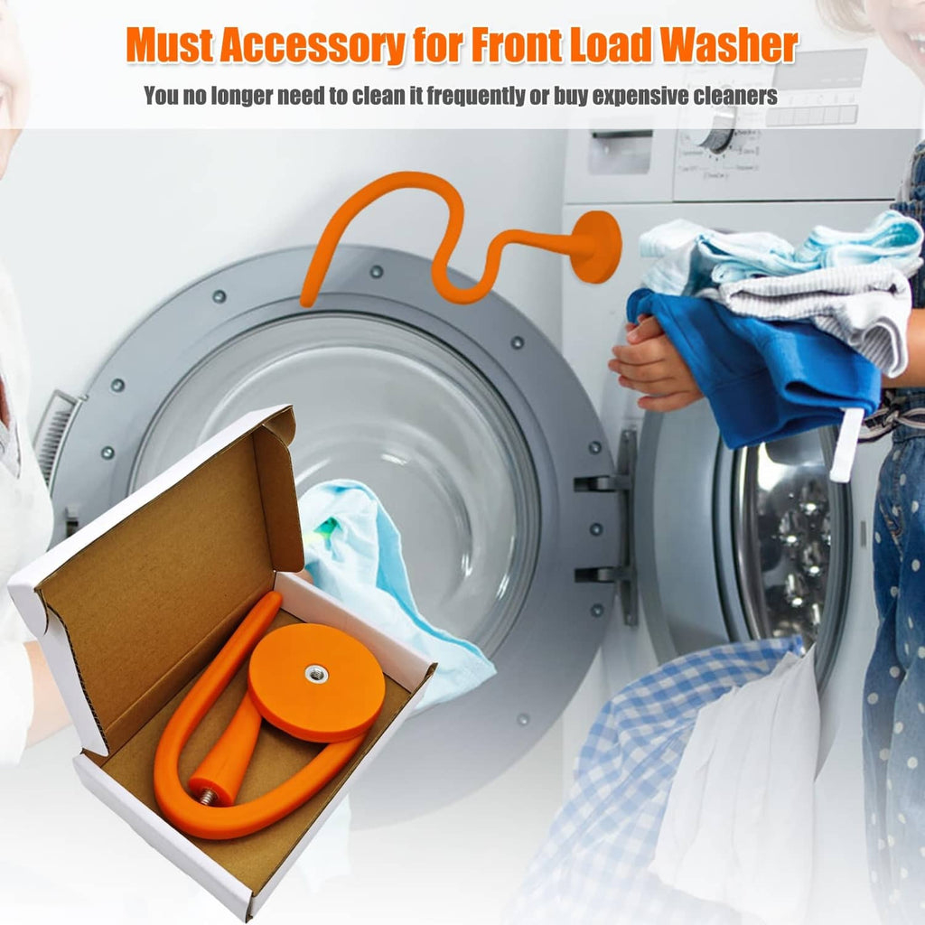 Orange front-load washer door prop accessory in a retail box