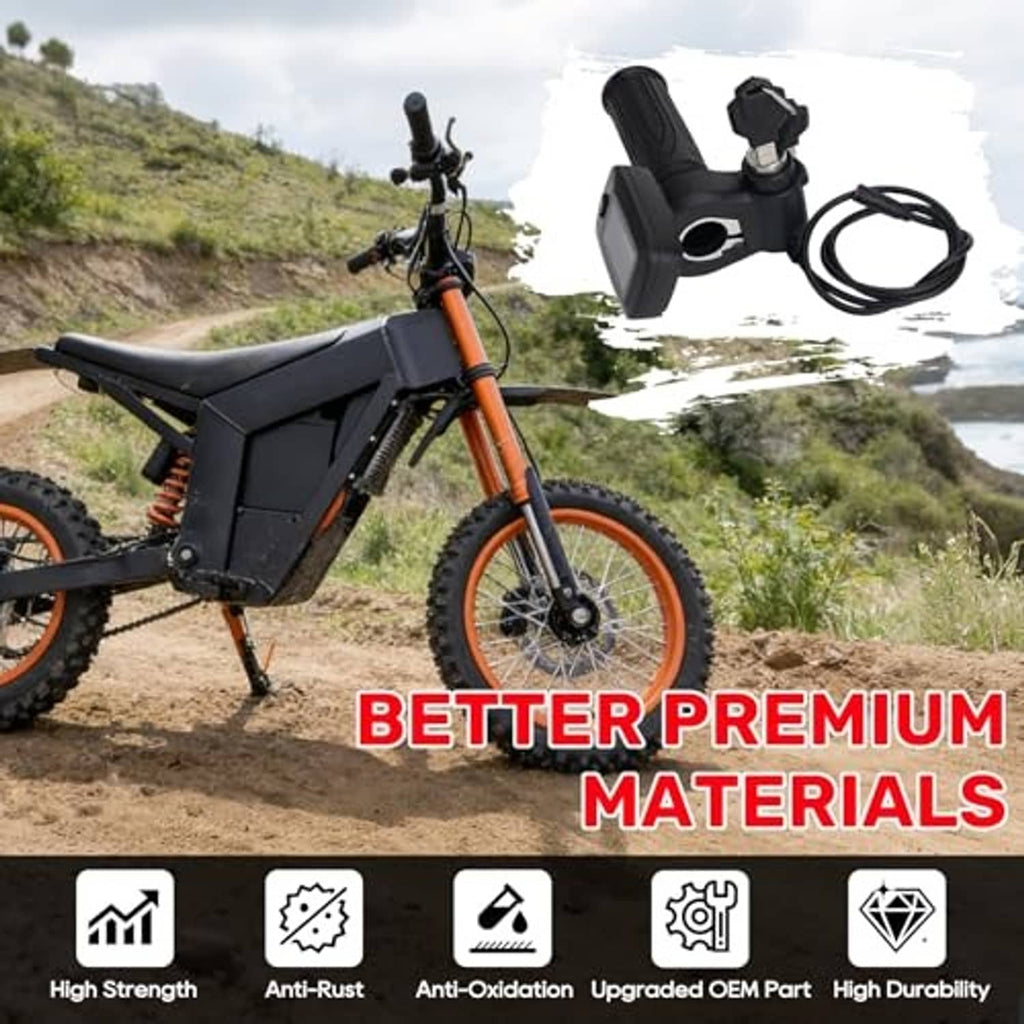Throttle display kit with LCD screen, black grip handles, cable, and key set